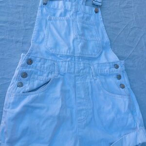 We The Free Ziggy Shortall White Denim Overalls Size S